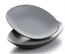 Melamine Two tone Grey & Black Matt - Oval Platter 29,6 x 18,7 x 3,6 cm