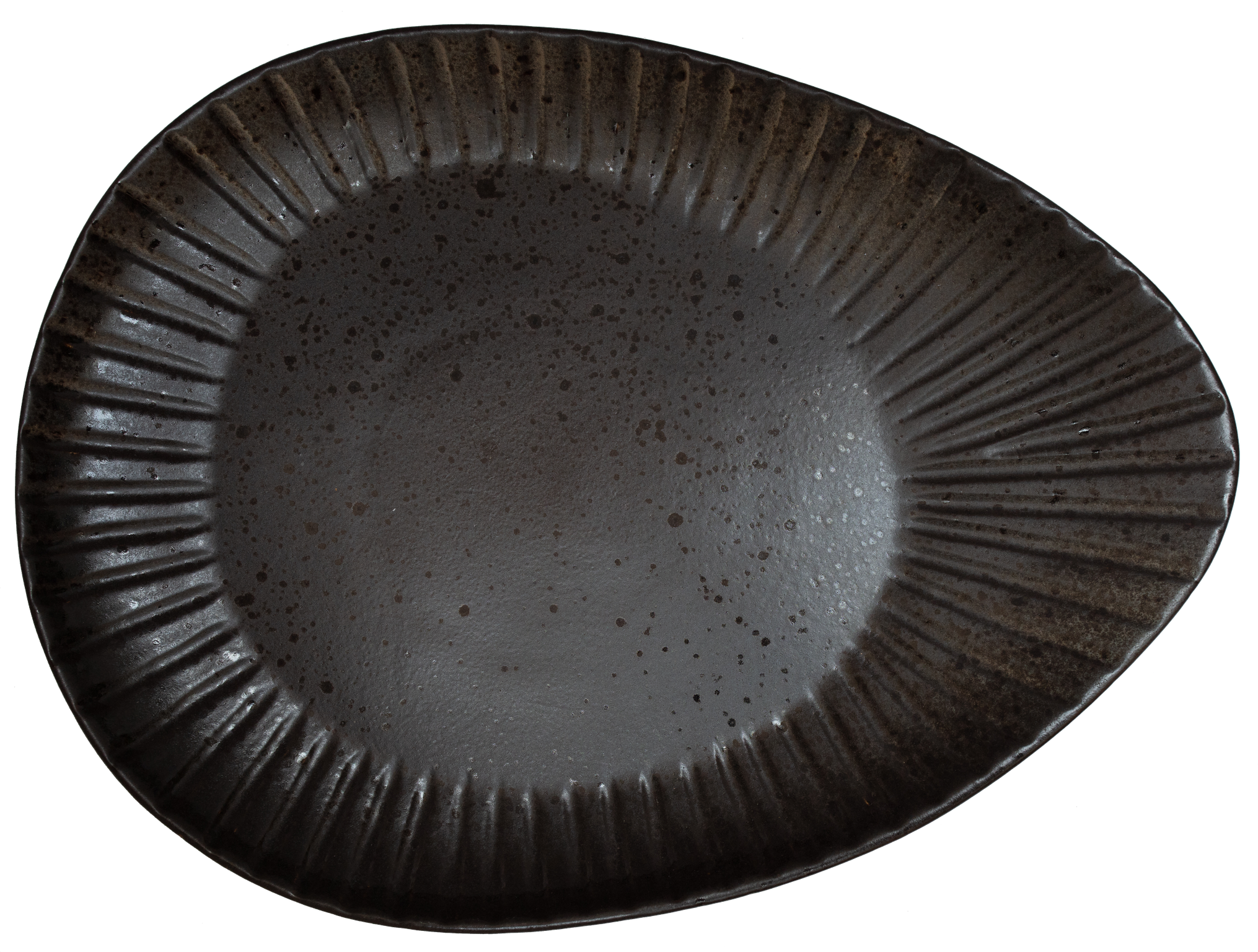 Midnight Black -Oval Salad Plate Embossed 26 x 19.5cm